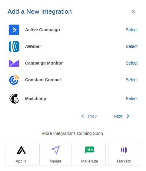 ActiveCampaign integration step