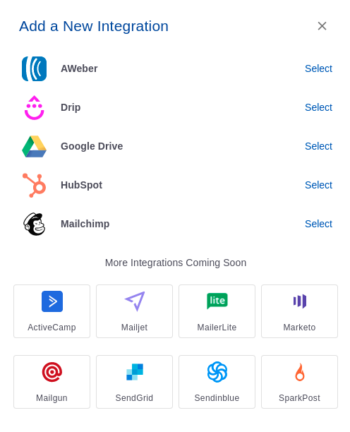 AWeber integration step