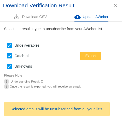 AWeber integration step