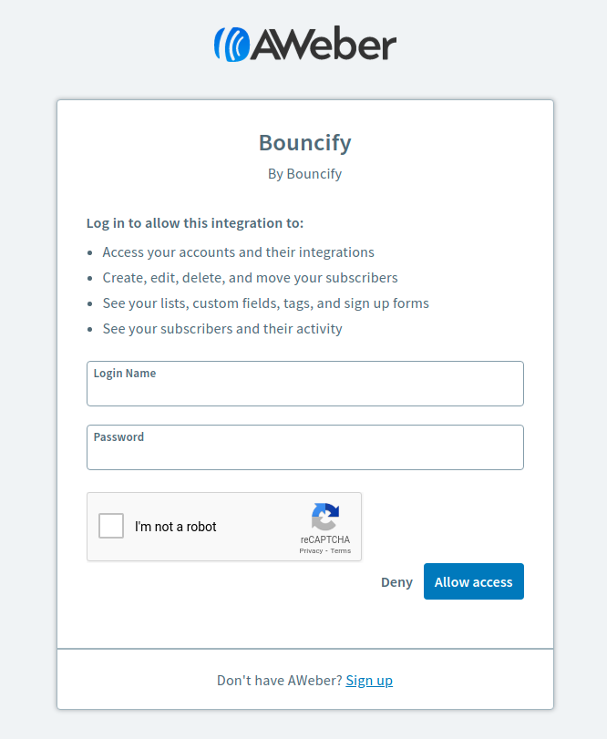 AWeber integration step