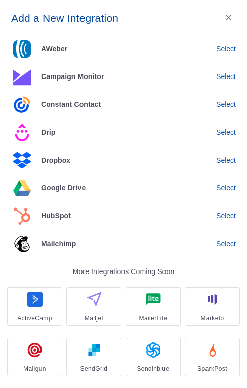 Campaign Monitor integration step