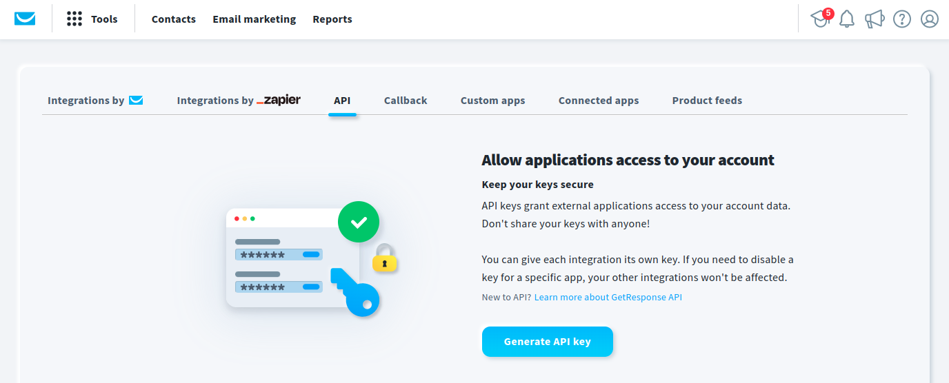 GetResponse integration step