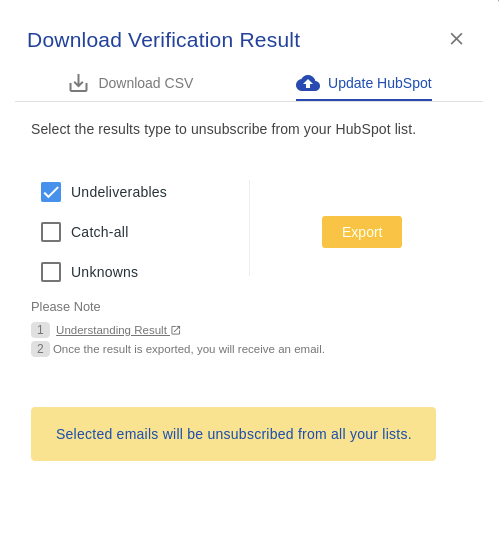 HubSpot integration step
