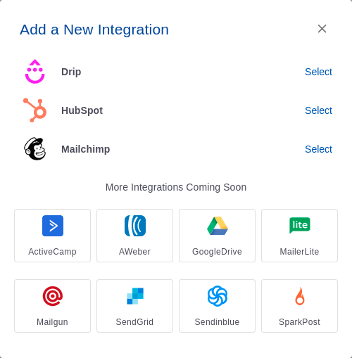 Mailchimp integration step
