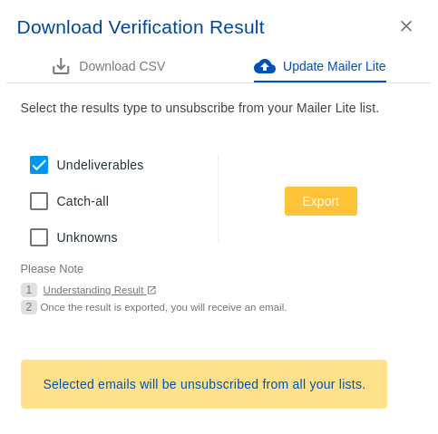 MailerLite integration step