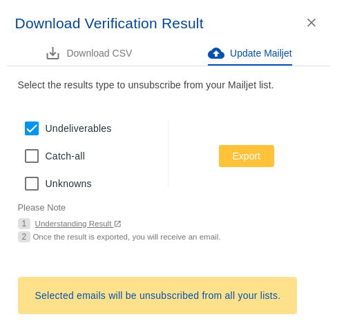 Mailjet integration step