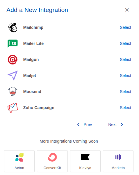 Mailjet integration step