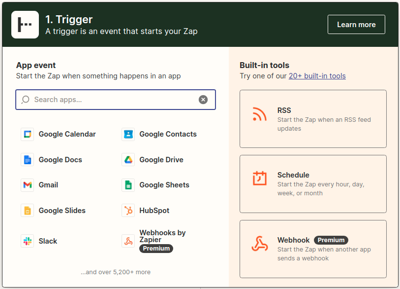 Zapier integration step
