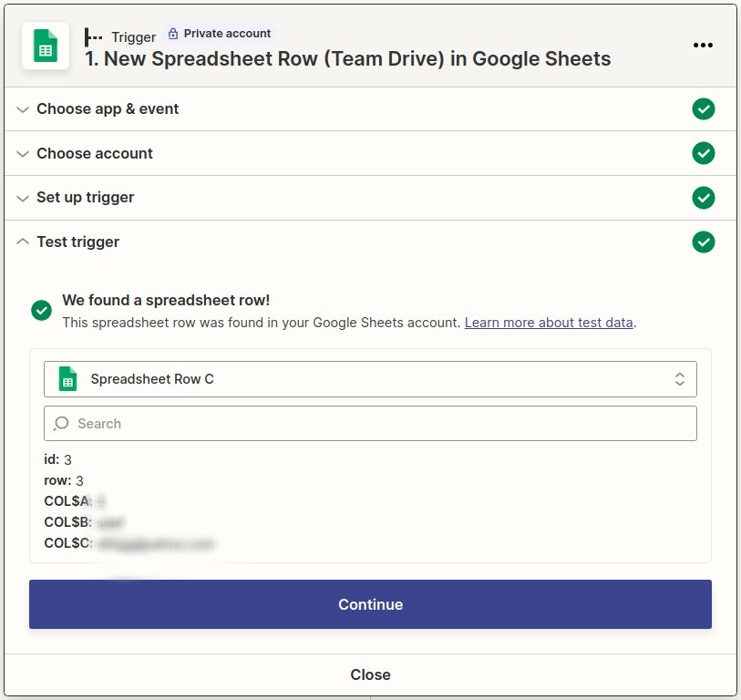 Zapier integration step