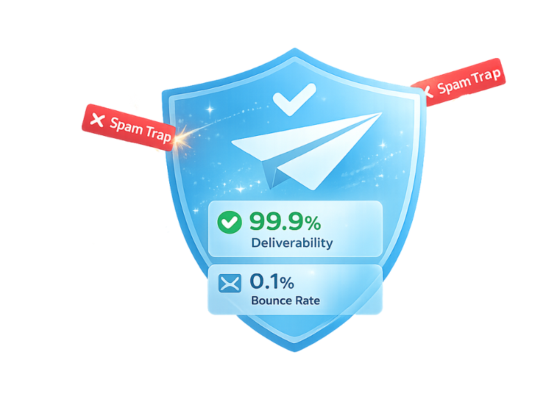 Email deliverability shield protecting against spam traps and bounces