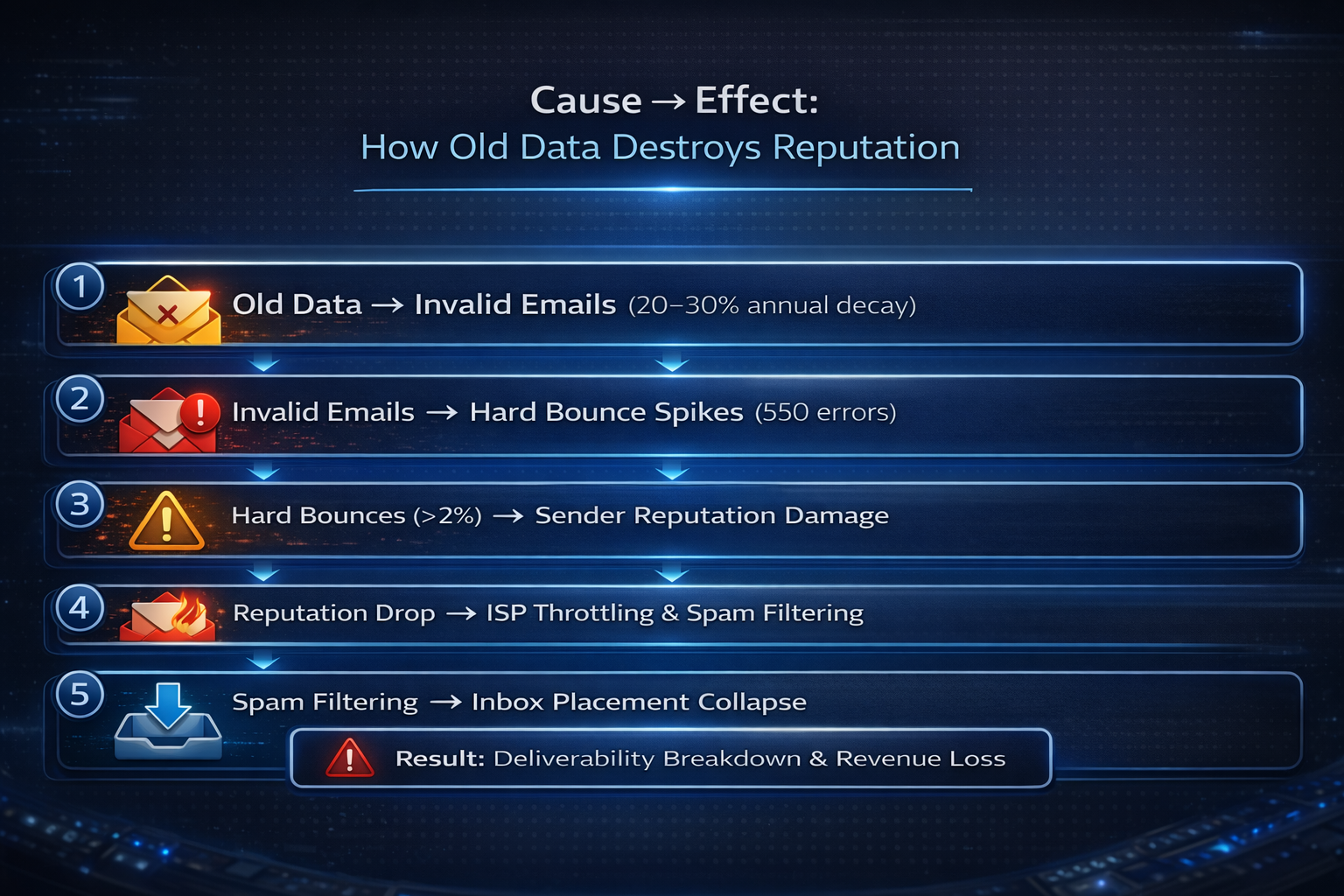 Email list decay causing deliverability and revenue loss.