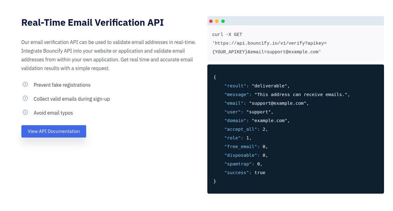 Verify emails instantly with our real-time API for accurate, reliable sign-ups.