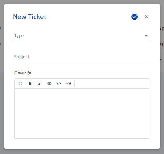 New Ticket Dialog
